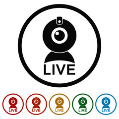 Webcam ring icon isolated on white background color set