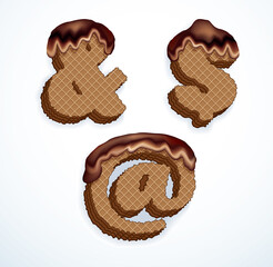 Vector set of stylized symbols wafers with cream inside
