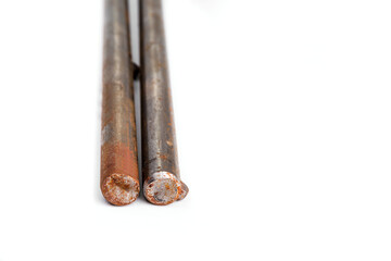 Smooth full metal rod on a white background