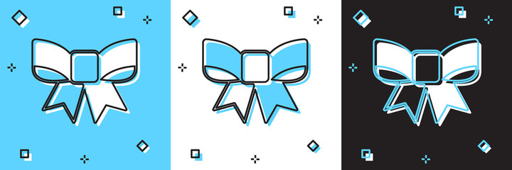 Set Gift bow icon isolated on blue and white, black background. Vector