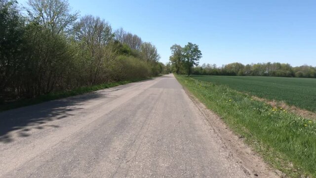POV ride in Poland on country road.