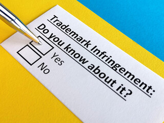 One person is answering question about trademark infringement.