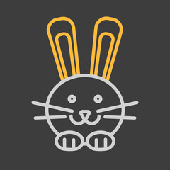 Rabbit icon on dark background. Pet animal sign
