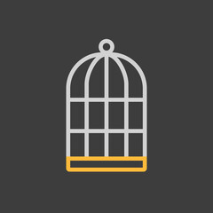 Empty bird cage vector icon on dark background