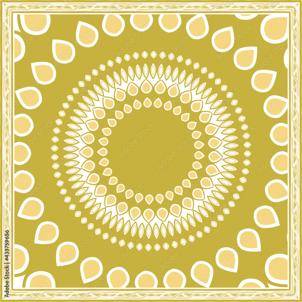 Poster pattern of hijab motif design with abstract foliage design. silk scarf pattern vector design inspira