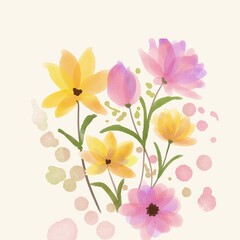 Yellow and Pink Water colour General Greetings