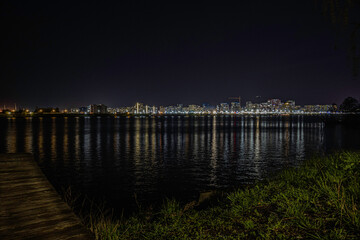 Sura river embankment in Penza at night