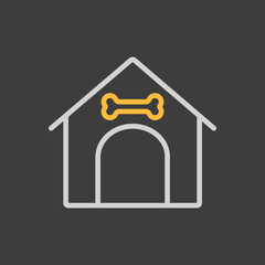 Dog house vector icon on dark background