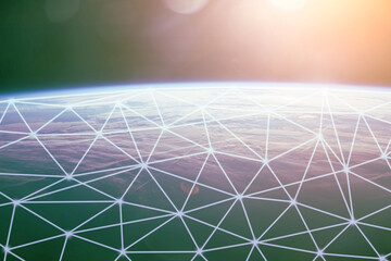 Connection for digital global internet business, telecommunication and internet connection. Concept of 5G wireless, Element of the image provided by NASA