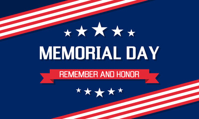 memorial day remember and honor, usa patriotic vector poster or greetings card