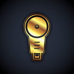 Gold Angle grinder icon isolated on black background. Vector