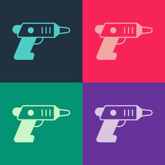 Pop art Electric cordless screwdriver icon isolated on color background. Electric drill machine. Repair tool. Vector