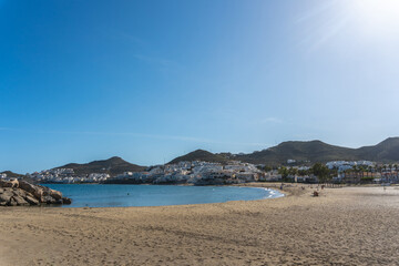 Beautiful San Jose beach in the town of Nijar, Almería. Andalusian coast in Cabo de Gata. Spain