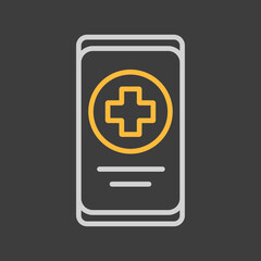 Smartphone with medical cross icon dark background