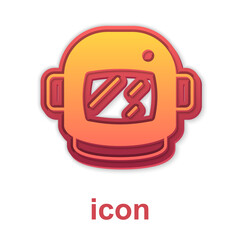 Gold Astronaut helmet icon isolated on white background. Vector