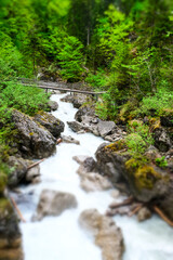 Nature River Canyon photographed  with tilt shift effect, Austria, Europe
