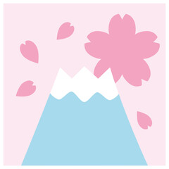 春の富士山と桜 アイコンイラスト
