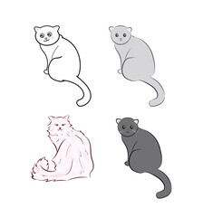 Set of cute kitten, cats in vector illustration art