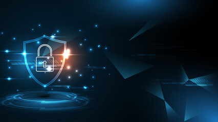 3D Protected guard shield security concept Security cyber digital Abstract technology background protect system innovation concept  vector illustration