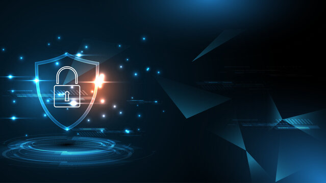 3D Protected guard shield security concept Security cyber digital Abstract technology background protect system innovation concept  vector illustration