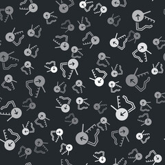 Grey Global economic crisis icon isolated seamless pattern on black background. World finance crisis. Vector