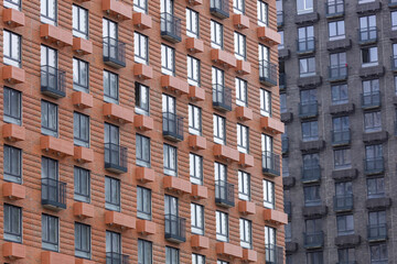 Multi-storey residential building built according to the city housing renovation program in Moscow. Russia