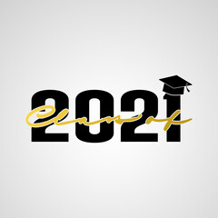 Vector illustrate design graduation 2021 logo. Class of 2021, Senior 2021 badges design.