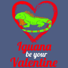 iguana be your valentine hearts day lizard pet baseball poster design illustration vector