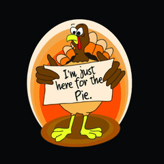 im just here for the pie thanksgiving turkey mens ringer Logo Vector Template Illustration Graphic Design design for documentation and printing