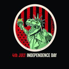 independence day mit t rex 4th july womens Logo Vector Template Illustration Graphic Design design for documentation and printing