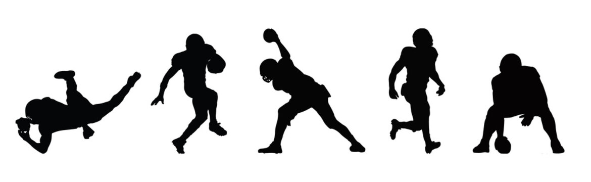 American Football player sports silhouette ,american football player sport action silhouette vector.