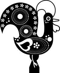 Galo de Barcelos portuguese rooster vector icon. Portugal traditional, cultural symbol. Simple black and white folklore design