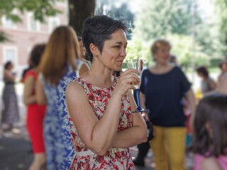 Woman drinking champagne