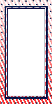 Vertical frame, illustration. Red and white background with stars, the colors of the American flag.