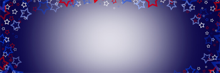 Obraz premium Blue background, banner with stars. Colors of the American flag. 4th of july independence day background