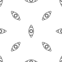 Grey line Kayak and paddle icon isolated seamless pattern on white background. Kayak and canoe for fishing and tourism. Outdoor activities. Vector Illustration