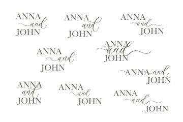 Wavy spelling of the word And for decoration of the wedding invitation