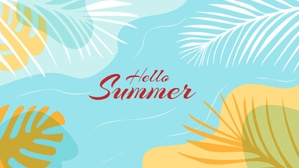 Fototapeta na wymiar Abstract summer background. Graphic design for banner, poster, flyer. Flat style. Vector