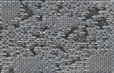 Abstract grayscale background. Illustration with
tiles, light grid and black shapes.
