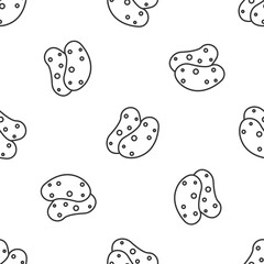 Grey line Potato icon isolated seamless pattern on white background. Vector