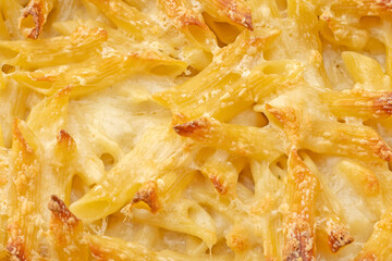 gratin de pâtes en gros plan
