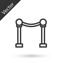 Grey line Rope barrier icon isolated on white background. VIP event, luxury celebration. Celebrity party entrance. Vector