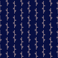 Bamboo. Seamless scalable pattern in gold color on a blue background. Ornament for packaging, textile or paper design. Pattern in the Chinese style.