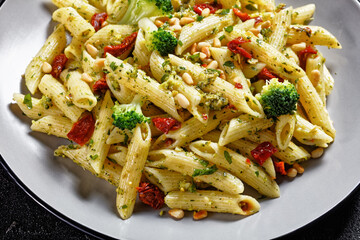 tasty Broccoli pesto pasta on a plate