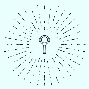 recommend clip art: Black line Coffee filter holder icon isolated on grey background. Abstract circle random dots. Vector