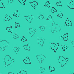 Black line Map of Spain icon isolated seamless pattern on green background. Vector