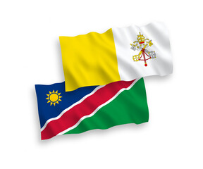 Flags of Republic of Namibia and Vatican on a white background