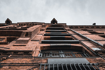 the Speicherstadt in hamburg photographed in broad daylight with dramatic colors and slightly desaturated