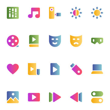 Gradient color icons for media.