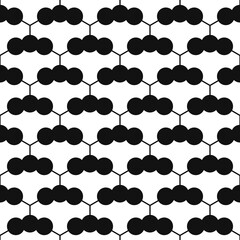 Triple circles pattern. Seamless black circles connected with lines.